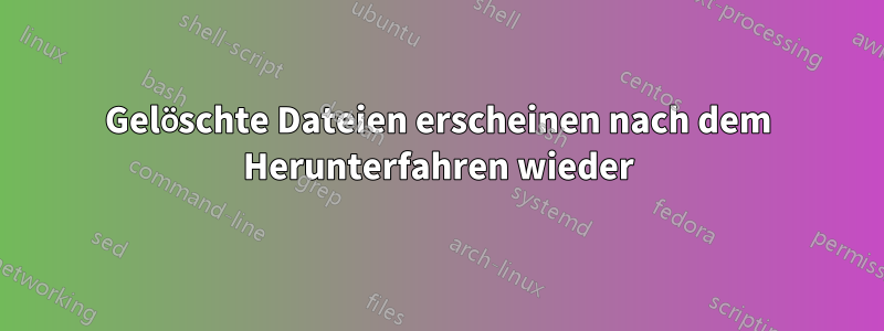 Gelöschte Dateien erscheinen nach dem Herunterfahren wieder