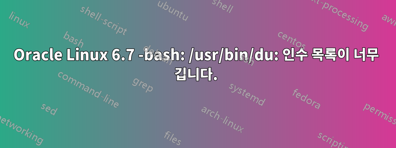 Oracle Linux 6.7 -bash: /usr/bin/du: 인수 목록이 너무 깁니다.