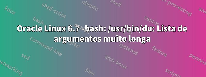 Oracle Linux 6.7 -bash: /usr/bin/du: Lista de argumentos muito longa