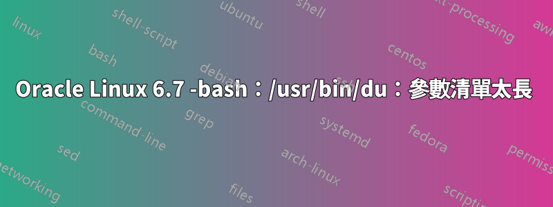 Oracle Linux 6.7 -bash：/usr/bin/du：參數清單太長