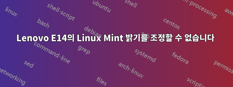 Lenovo E14의 Linux Mint 밝기를 조정할 수 없습니다