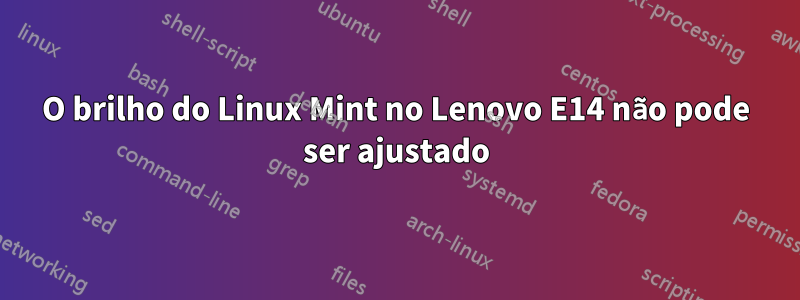 O brilho do Linux Mint no Lenovo E14 não pode ser ajustado