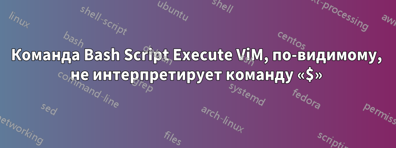 Команда Bash Script Execute ViM, по-видимому, не интерпретирует команду «$»