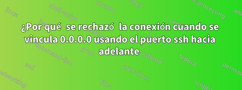 ¿Por qué se rechazó la conexión cuando se vincula 0.0.0.0 usando el puerto ssh hacia adelante 