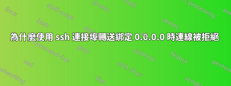 為什麼使用 ssh 連接埠轉送綁定 0.0.0.0 時連線被拒絕