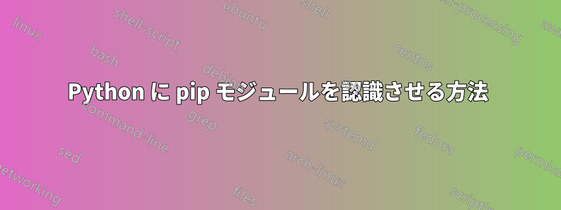 Python に pip モジュールを認識させる方法