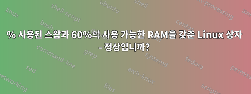 100% 사용된 스왑과 60%의 사용 가능한 RAM을 갖춘 Linux 상자 - 정상입니까?