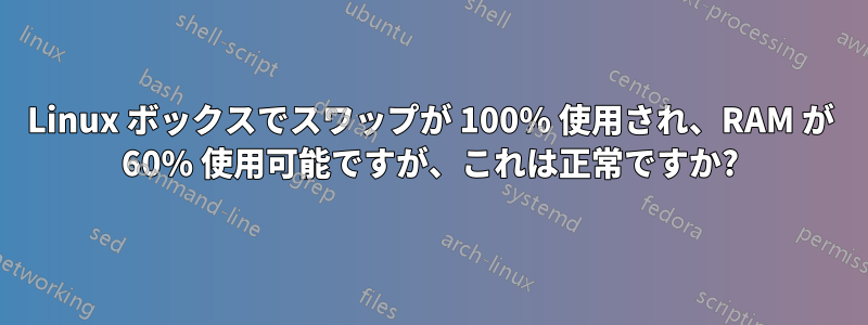 Linux ボックスでスワップが 100% 使用され、RAM が 60% 使用可能ですが、これは正常ですか?