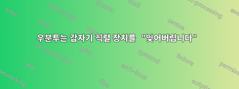 우분투는 갑자기 직렬 장치를 "잊어버립니다"