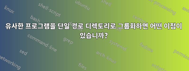 유사한 프로그램을 단일 경로 디렉토리로 그룹화하면 어떤 이점이 있습니까?