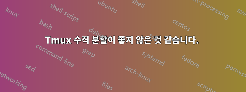 Tmux 수직 분할이 좋지 않은 것 같습니다.