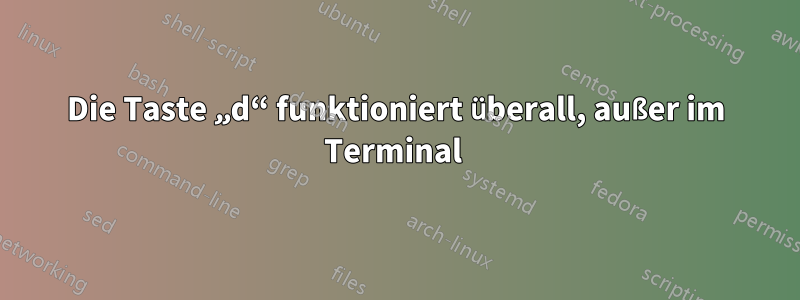 Die Taste „d“ funktioniert überall, außer im Terminal 