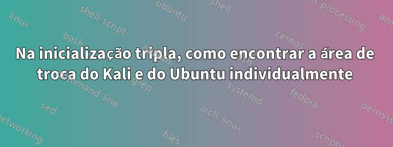 Na inicialização tripla, como encontrar a área de troca do Kali e do Ubuntu individualmente