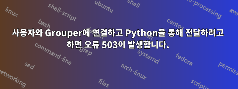 사용자와 Grouper에 연결하고 Python을 통해 전달하려고 하면 오류 503이 발생합니다.