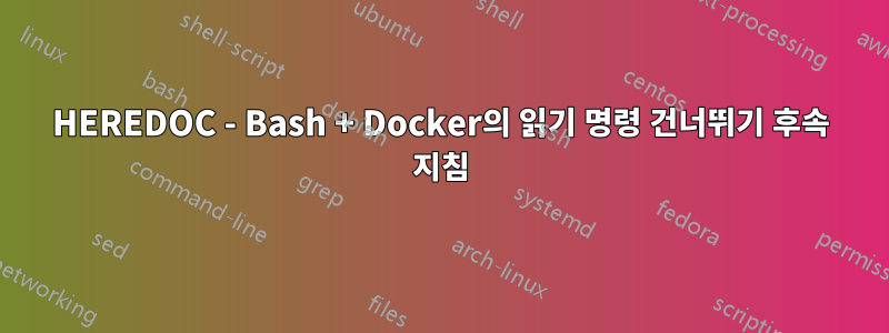 HEREDOC - Bash + Docker의 읽기 명령 건너뛰기 후속 지침