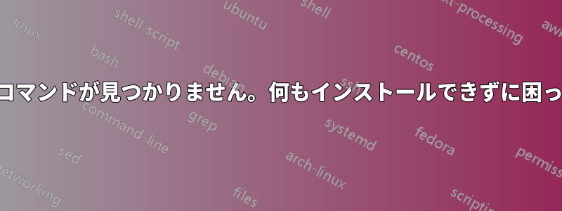 基本的なコマンドが見つかりません。何もインストールできずに困っています