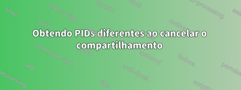 Obtendo PIDs diferentes ao cancelar o compartilhamento