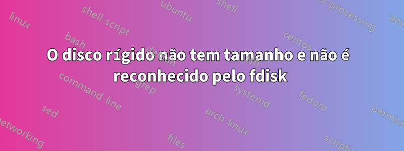 O disco rígido não tem tamanho e não é reconhecido pelo fdisk