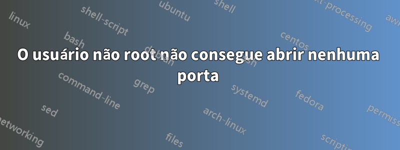 O usuário não root não consegue abrir nenhuma porta