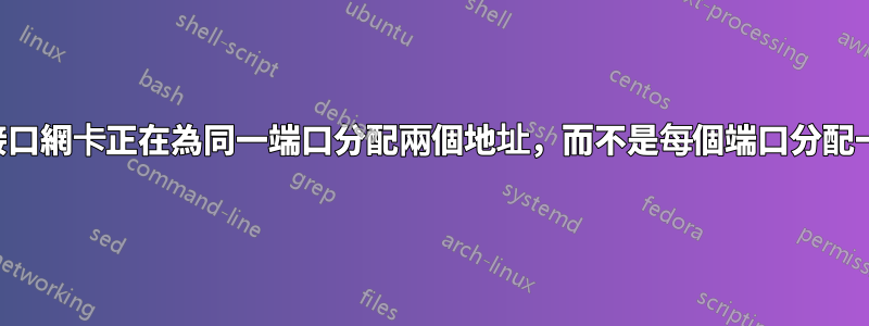 似乎雙接口網卡正在為同一端口分配兩個地址，而不是每個端口分配一個地址