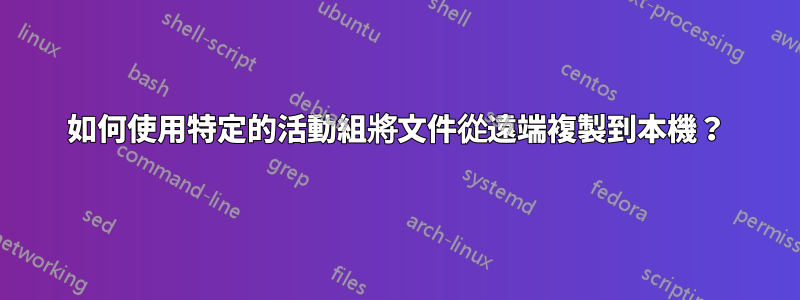 如何使用特定的活動組將文件從遠端複製到本機？