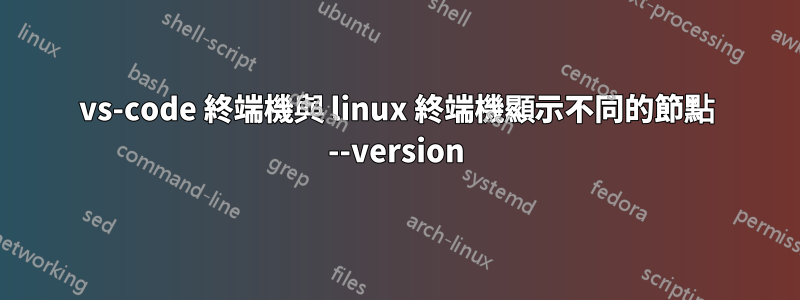 vs-code 終端機與 linux 終端機顯示不同的節點 --version