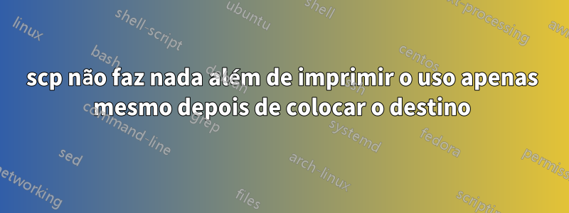 scp não faz nada além de imprimir o uso apenas mesmo depois de colocar o destino