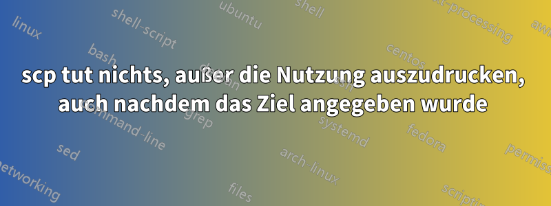 scp tut nichts, außer die Nutzung auszudrucken, auch nachdem das Ziel angegeben wurde