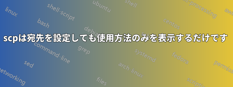 scpは宛先を設定しても使用方法のみを表示するだけです