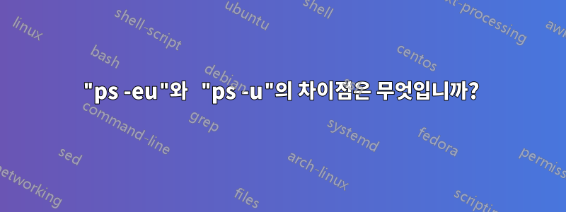 "ps -eu"와 "ps -u"의 차이점은 무엇입니까?