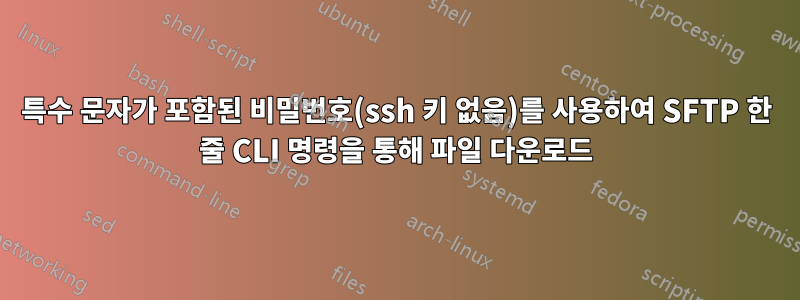 특수 문자가 포함된 비밀번호(ssh 키 없음)를 사용하여 SFTP 한 줄 CLI 명령을 통해 파일 다운로드
