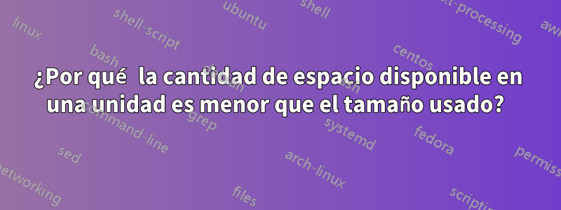 ¿Por qué la cantidad de espacio disponible en una unidad es menor que el tamaño usado?