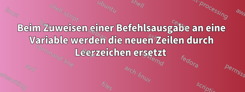 Beim Zuweisen einer Befehlsausgabe an eine Variable werden die neuen Zeilen durch Leerzeichen ersetzt 