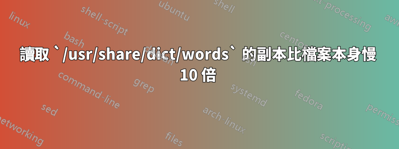讀取 `/usr/share/dict/words` 的副本比檔案本身慢 10 倍