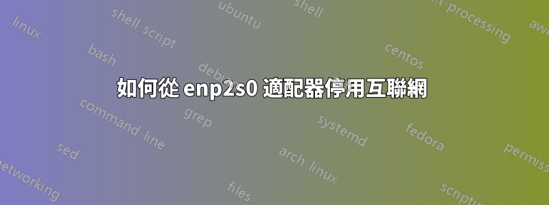 如何從 enp2s0 適配器停用互聯網