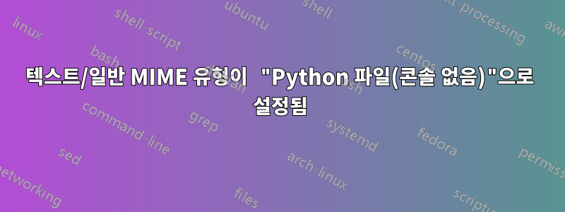 텍스트/일반 MIME 유형이 "Python 파일(콘솔 없음)"으로 설정됨