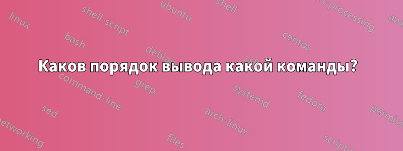 Каков порядок вывода какой команды? 