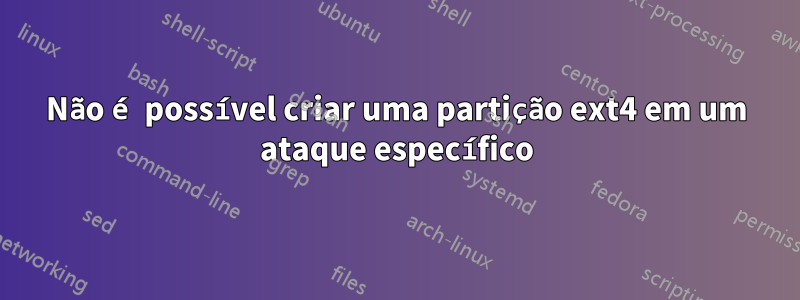 Não é possível criar uma partição ext4 em um ataque específico