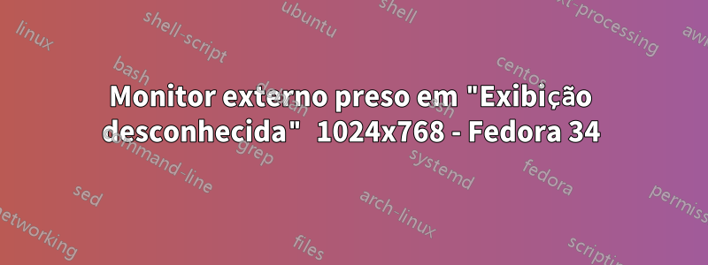 Monitor externo preso em "Exibição desconhecida" 1024x768 - Fedora 34