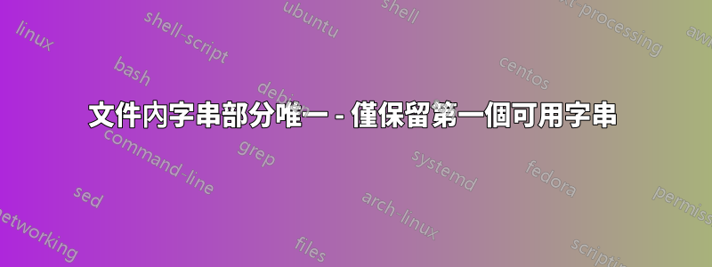 文件內字串部分唯一 - 僅保留第一個可用字串