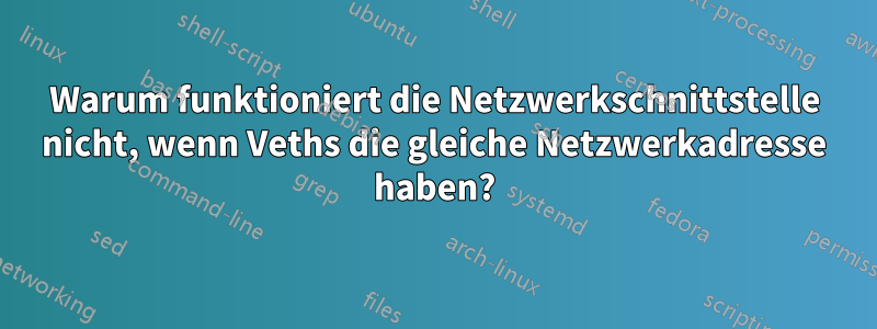 Warum funktioniert die Netzwerkschnittstelle nicht, wenn Veths die gleiche Netzwerkadresse haben?