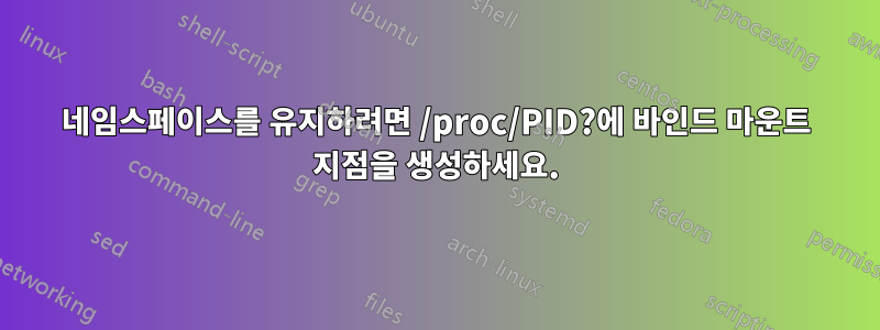 네임스페이스를 유지하려면 /proc/PID?에 바인드 마운트 지점을 생성하세요.