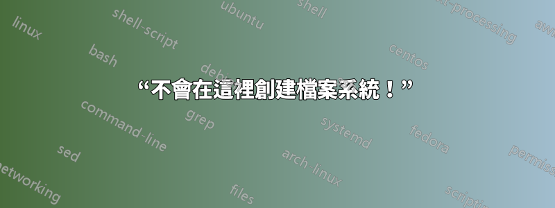 “不會在這裡創建檔案系統！”