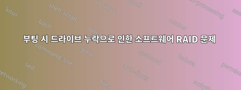 부팅 시 드라이브 누락으로 인한 소프트웨어 RAID 문제