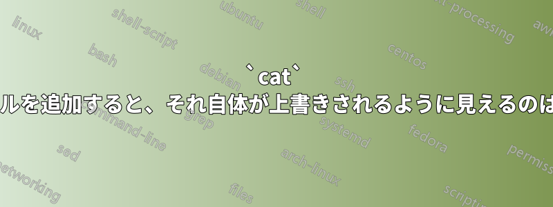 `cat` の後にファイルを追加すると、それ自体が上書きされるように見えるのはなぜですか?