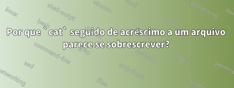 Por que `cat` seguido de acréscimo a um arquivo parece se sobrescrever?