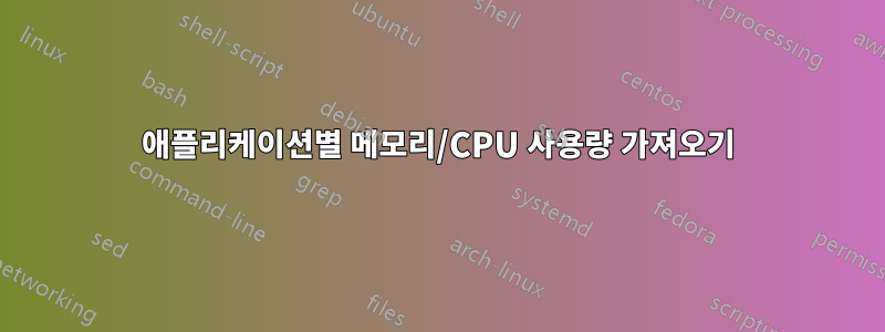 애플리케이션별 메모리/CPU 사용량 가져오기