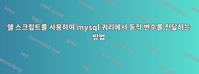 쉘 스크립트를 사용하여 mysql 쿼리에서 동적 변수를 전달하는 방법