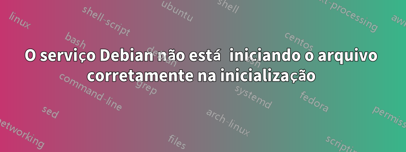 O serviço Debian não está iniciando o arquivo corretamente na inicialização