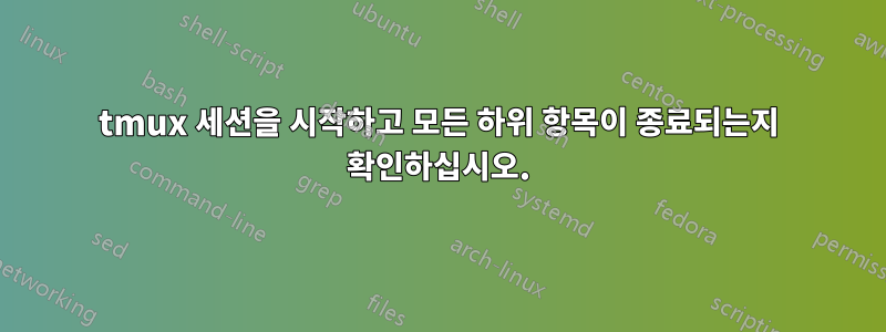 tmux 세션을 시작하고 모든 하위 항목이 종료되는지 확인하십시오.